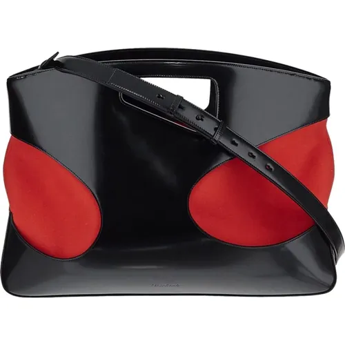 Handbags, female, , Size: ONE SIZE Red and Black Cut-Out Top Handle Bag - Salvatore Ferragamo - Modalova