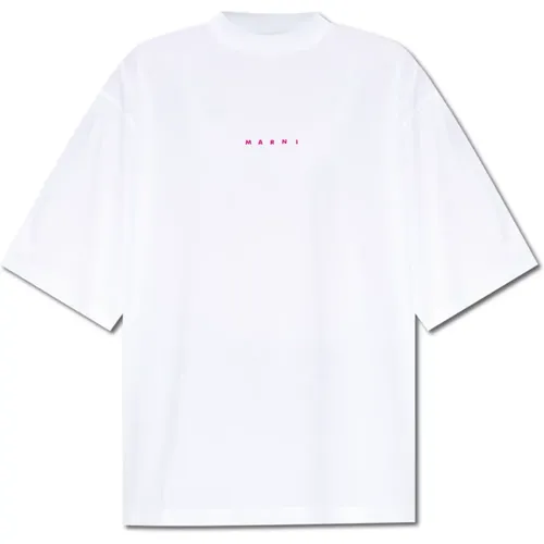 T-Shirt mit Logo , Damen, Größe: 2XS - Marni - Modalova