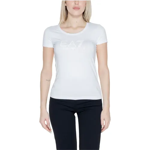 Damen T-Shirt Frühling/Sommer Kollektion Baumwollmischung , Damen, Größe: XL - Emporio Armani EA7 - Modalova