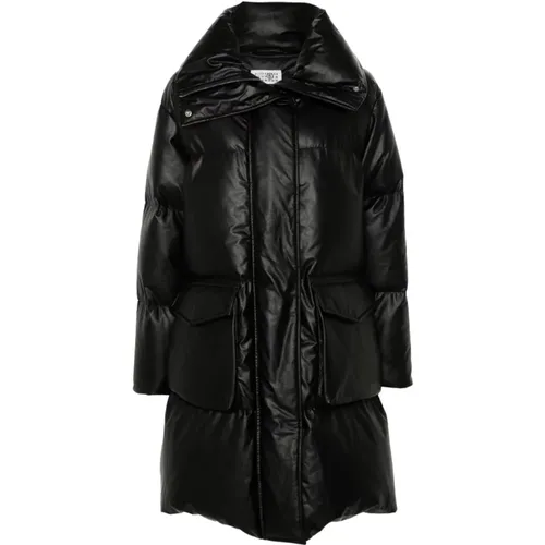 Padded Coat with Logo , female, Sizes: M, S - MM6 Maison Margiela - Modalova