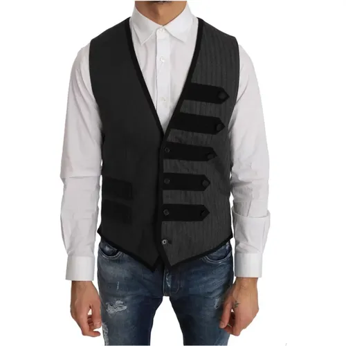 Torrero Pattern Vest , male, Sizes: M - Dolce & Gabbana - Modalova