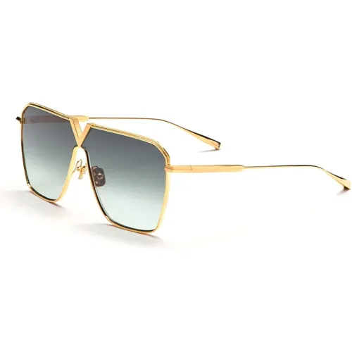 Sunglasses, female, , Size: ONE SIZE Chic 18K Gold Shield Sunglasses - Valentino - Modalova