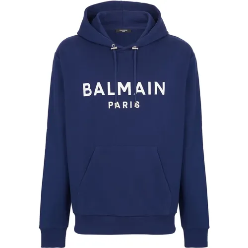 Hoodies, male, , Size: S Paris hooded sweatshirt - Balmain - Modalova