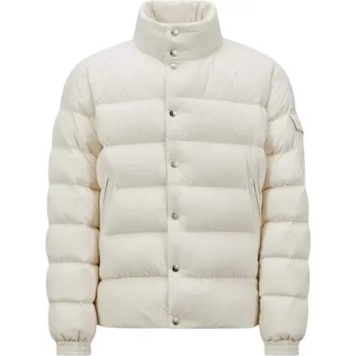 Down Jackets, male, , Size: L Short Down Jacket with Flocked Nylon - Moncler - Modalova