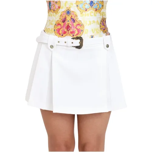 Weiße Faltenrock mit Schnalle , Damen, Größe: XS - Versace Jeans Couture - Modalova