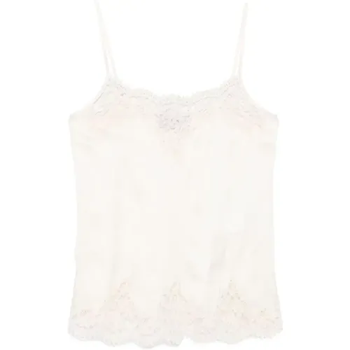 Floral-Lace Detailing Camisole Top , female, Sizes: 2XS, S - Ermanno Scervino - Modalova