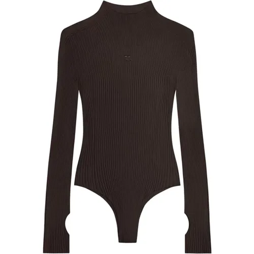 Body, female, , Size: XS Ribbed Bodysuit with High Neck - Courrèges - Modalova