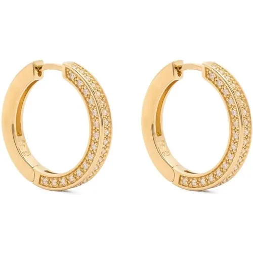 Earrings, male, , Size: ONE SIZE Gold Hoop Earrings with Cubic Zirconia - Tom Wood - Modalova