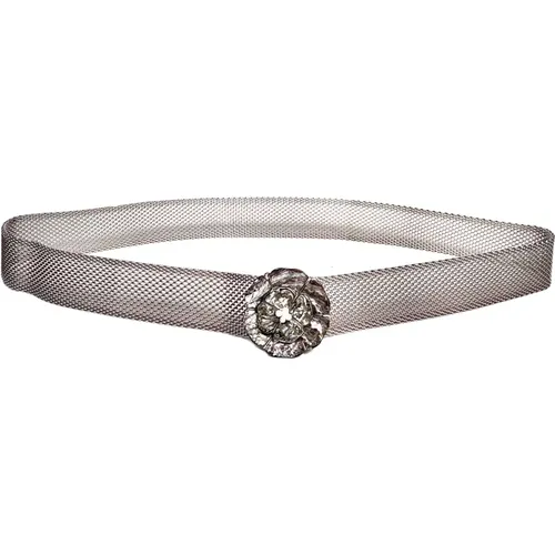 Pre-owned Accessories, female, , Size: ONE SIZE Vintage Metal Belt with Mother of Pearl Camellia - Chanel Vintage - Modalova