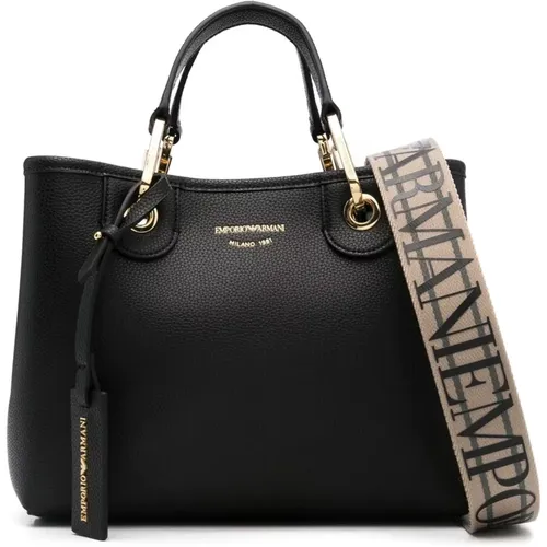 Vegane Leder Schultertasche mit gehämmerter Textur - Emporio Armani - Modalova