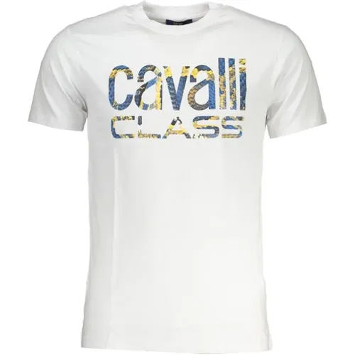 Druck Logo Rundhals T-Shirt , Herren, Größe: XL - Cavalli Class - Modalova