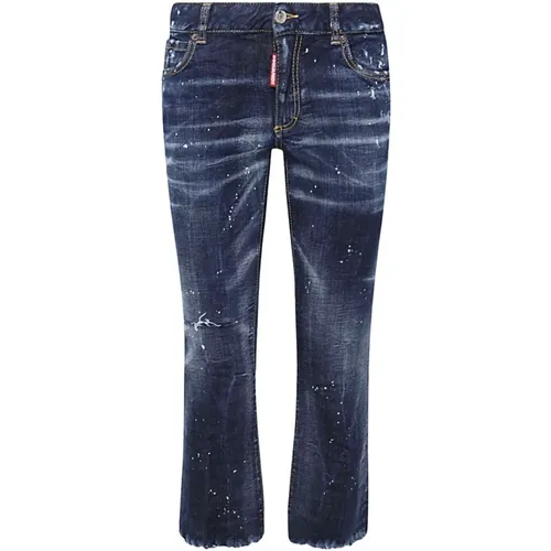Dunkelblaue Cropped Flared Jeans , Damen, Größe: S - Dsquared2 - Modalova