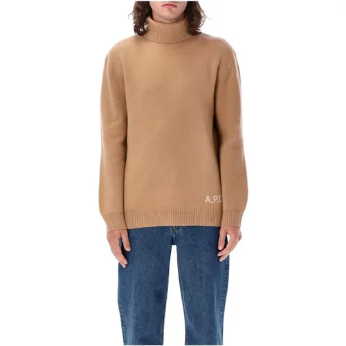 Walter High-Neck Sweater Camel Knitwear , male, Sizes: S, M - A.p.c. - Modalova