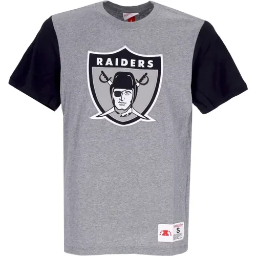 T-Shirts, male, , Size: M Oakland Raiders Color Blocked Tee - Mitchell & Ness - Modalova