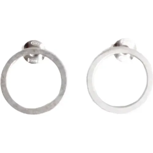 Earrings, unisex, , Size: ONE SIZE Engraved Silver Hoop Earrings Pair - Maison Margiela - Modalova