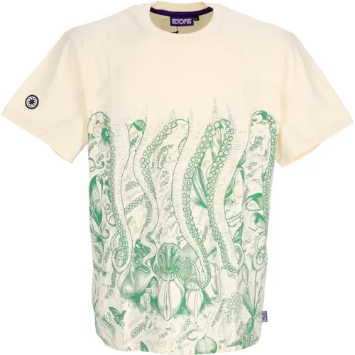 Botanic Tee Cream Herren T-Shirt , Herren, Größe: L - Octopus - Modalova