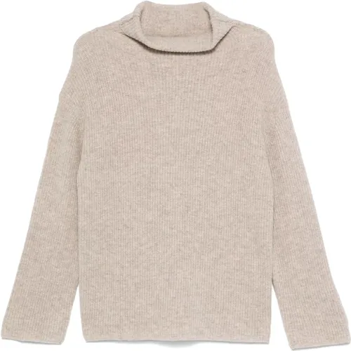 Khaki Melange Rollkragenpullover , Damen, Größe: M - Samsøe Samsøe - Modalova