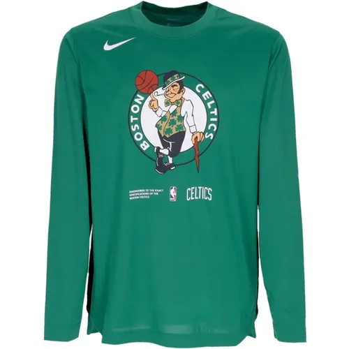 Long Sleeve Tops, male, , Size: L Boston Celtics Long Sleeve T-Shirt - Nike - Modalova