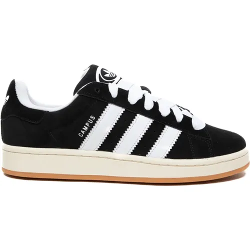 Schwarze Wildleder-Sneaker mit weißen Schnürsenkeln , unisex, Größe: 43 1/3 EU - Adidas - Modalova