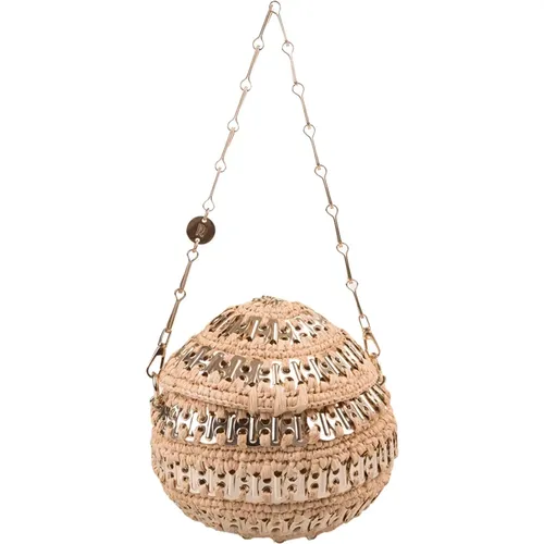 Clutches, female, , Size: ONE SIZE Ball Shoulder Bag Raffia Metal - Paco Rabanne - Modalova