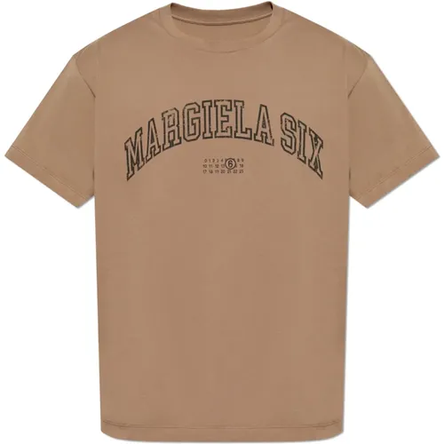 T-Shirt mit Druck , Herren, Größe: M - MM6 Maison Margiela - Modalova