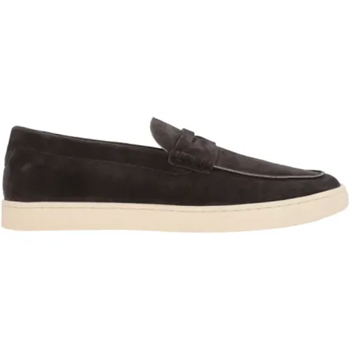 Dark Grey Suede Moccasin Flat Shoes , male, Sizes: 6 UK - BRUNELLO CUCINELLI - Modalova