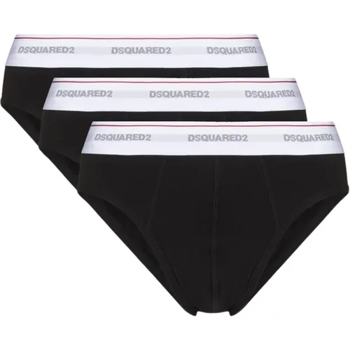 Logo Band Set of 3 Men`s Briefs - S , male, Sizes: 2XL - Dsquared2 - Modalova