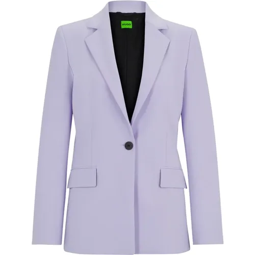 Blazers, female, , Size: M Lilac Open Blazer with Revers Collar - Hugo Boss - Modalova