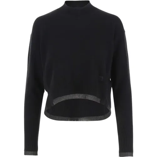 Wollmischung Hoher Kragen Pullover Schwarz , Damen, Größe: S - pinko - Modalova