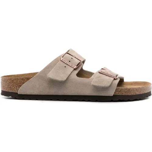 Braune Slider Arizona Sandalen , Herren, Größe: 43 EU - Birkenstock - Modalova