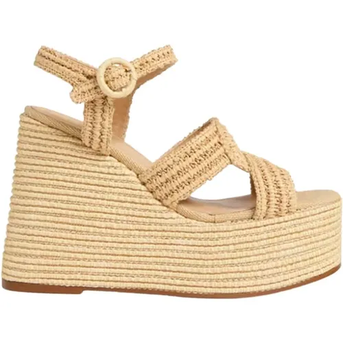 Wedges, female, , Size: 8 US Handwoven Natural Raffia Summer Sandal - Castañer - Modalova