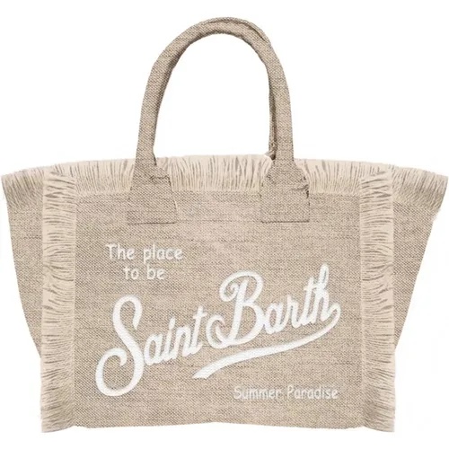 Mini Vanity Tasche aus Sand Baumwolle Leinen , Damen, Größe: ONE Size - MC2 Saint Barth - Modalova