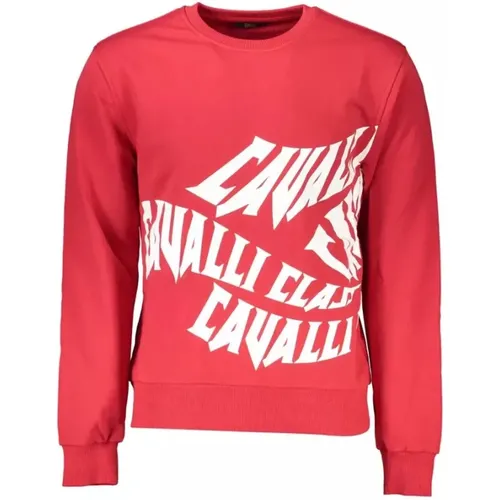 Eleganter Rosa Pullover mit Rundhalsausschnitt , Herren, Größe: S - Cavalli Class - Modalova