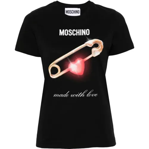 Top mit Grafischem Druck und Rundhalsausschnitt , Damen, Größe: S - Moschino - Modalova