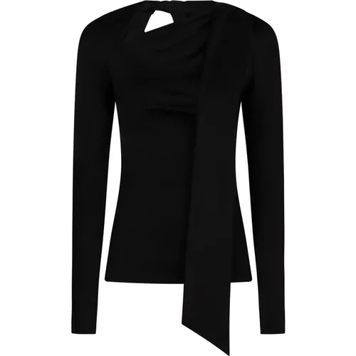 Long Sleeve Tops, female, , Size: XS Asymmetric Neckline Long Sleeve Top - Victoria Beckham - Modalova