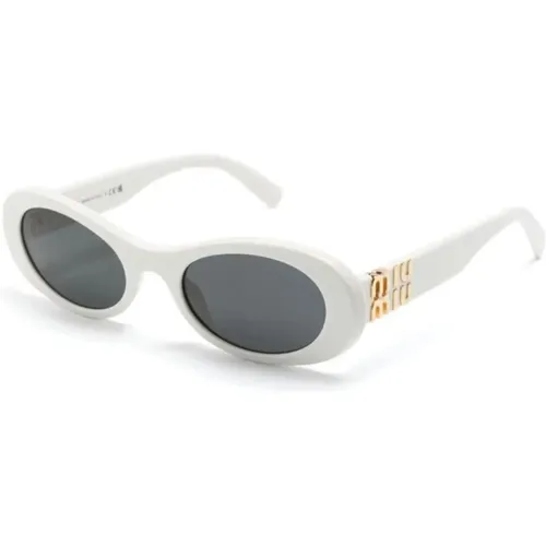 Weiße Sonnenbrille mit Original-Etui - Miu Miu - Modalova