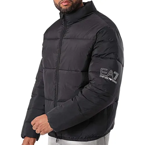 Trendige Schwarze Daunenjacke , Herren, Größe: L - Emporio Armani EA7 - Modalova