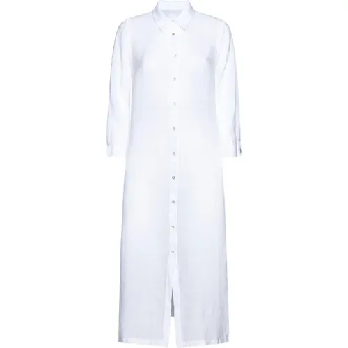 Weiße Leinenkleid Klassischer Stil - 120% lino - Modalova