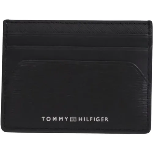 Wallets & Cardholders, male, , Size: ONE SIZE Leather Wallet - Plain Design - Tommy Hilfiger - Modalova