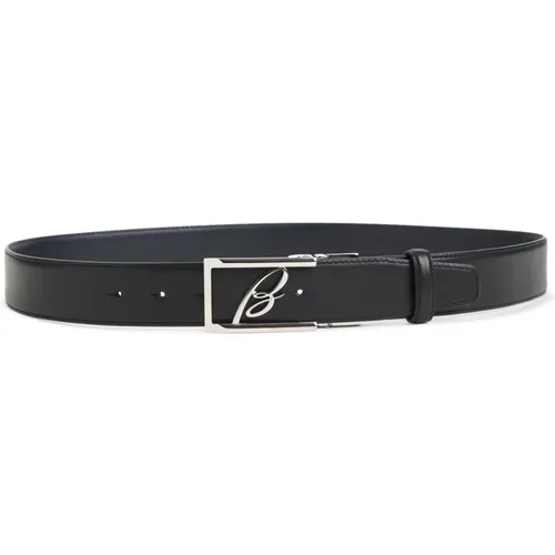 Belts, male, , Size: 90 CM Leather Belt with Silver Buckle - Brioni - Modalova