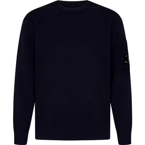 Blaue Pullover mit Linsendetail , Herren, Größe: XL - C.P. Company - Modalova