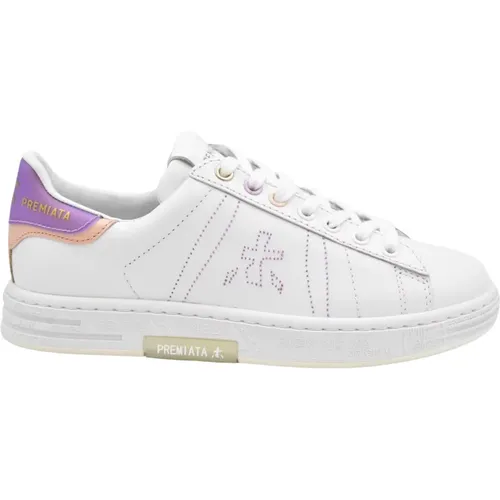 Sneakers, female, , Size: 10 US Women's Shoes Laced Bianco Viola Ss23 - Premiata - Modalova