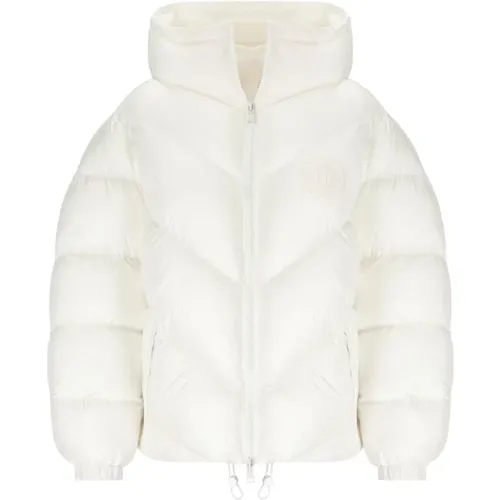 Ivory Gesteppte Jacke mit Logo Crest , Damen, Größe: XS - Elisabetta Franchi - Modalova