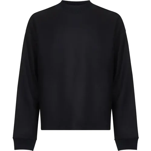 Sweatshirts, male, , Size: L Blue Wool Ribbed Sweater - Jil Sander - Modalova