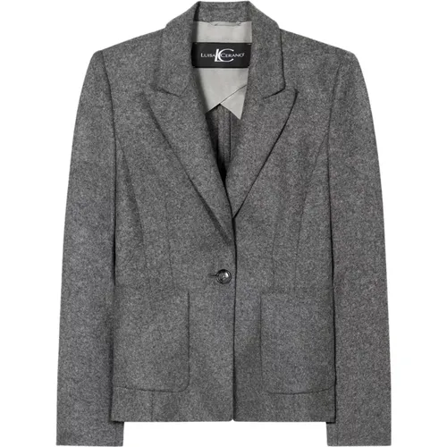 Slim Fit Wool Flannel Jersey Blazer - LUISA CERANO - Modalova