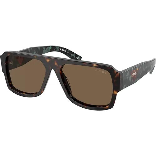 Stilvolle Sonnenbrille mit dunkelbraunen Gläsern , Herren, Größe: 56 MM - Prada - Modalova