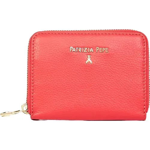 Wallets & Cardholders, female, , Size: ONE SIZE Zip Around Wallet with Golden Fly Logo - PATRIZIA PEPE - Modalova