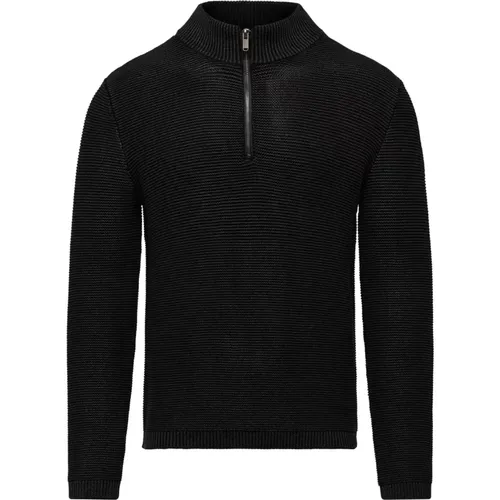 Turtlenecks, male, , Size: S Cold-dyed Cotton Turtleneck with Zip - BomBoogie - Modalova