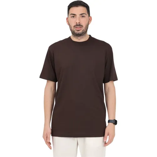 Braunes T-Shirt mit kurzen Ärmeln , Herren, Größe: L - Selected Homme - Modalova