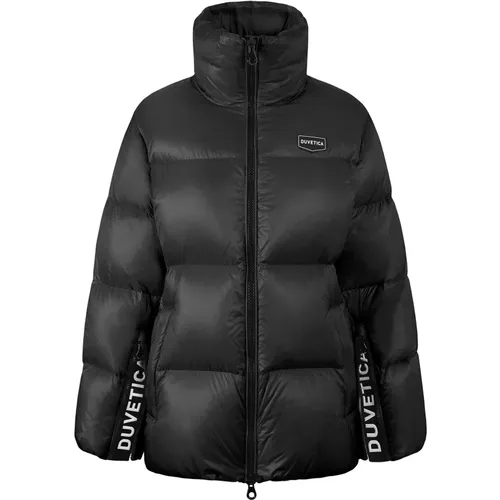 High-Neck Down Jacket with Logo Slit , female, Sizes: XS, XL, L, M, S, 2XS - duvetica - Modalova
